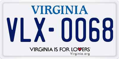 VA license plate VLX0068