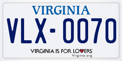 VA license plate VLX0070