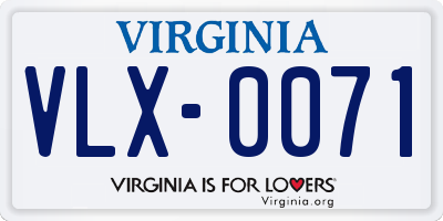 VA license plate VLX0071