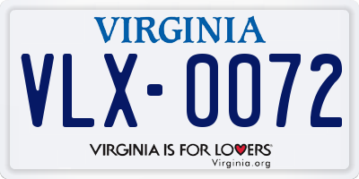 VA license plate VLX0072