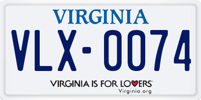 VA license plate VLX0074