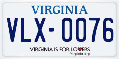 VA license plate VLX0076