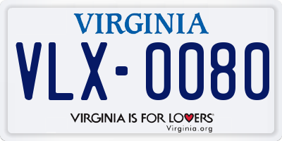 VA license plate VLX0080