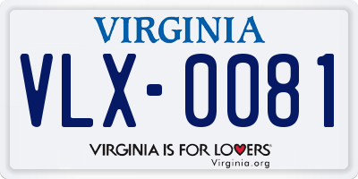 VA license plate VLX0081