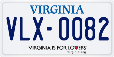 VA license plate VLX0082