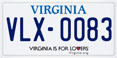 VA license plate VLX0083