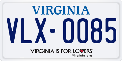 VA license plate VLX0085