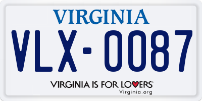 VA license plate VLX0087