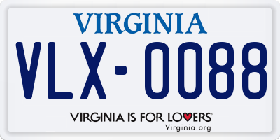 VA license plate VLX0088