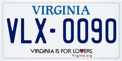 VA license plate VLX0090