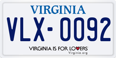 VA license plate VLX0092