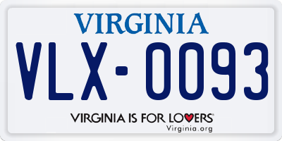 VA license plate VLX0093