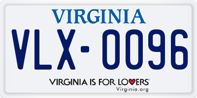 VA license plate VLX0096