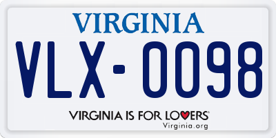 VA license plate VLX0098