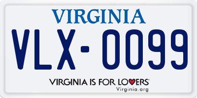 VA license plate VLX0099