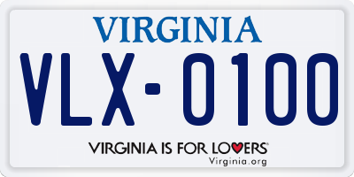 VA license plate VLX0100