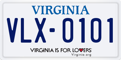 VA license plate VLX0101