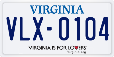 VA license plate VLX0104