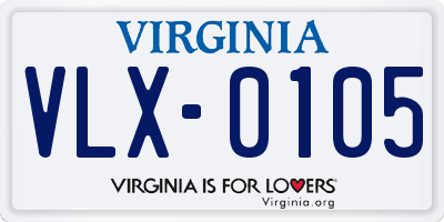 VA license plate VLX0105