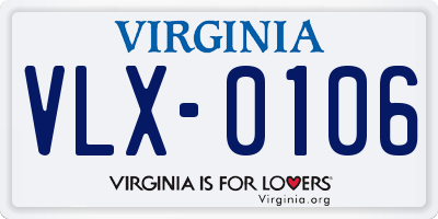 VA license plate VLX0106