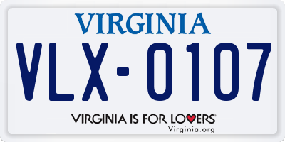 VA license plate VLX0107