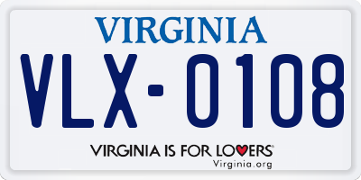 VA license plate VLX0108