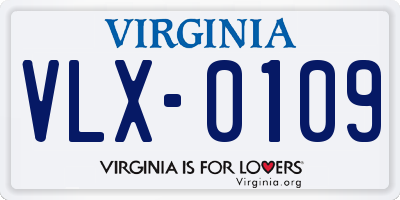 VA license plate VLX0109