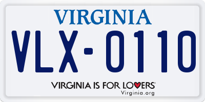 VA license plate VLX0110