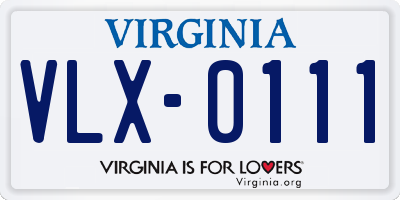 VA license plate VLX0111