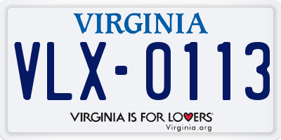 VA license plate VLX0113