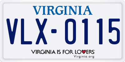 VA license plate VLX0115