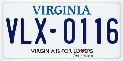 VA license plate VLX0116