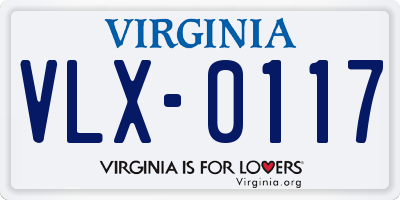 VA license plate VLX0117