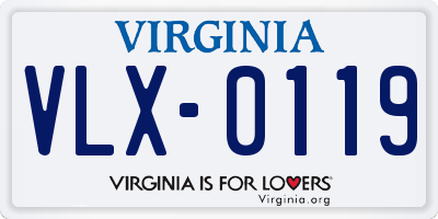 VA license plate VLX0119