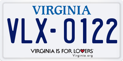 VA license plate VLX0122