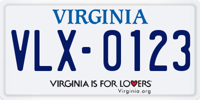 VA license plate VLX0123