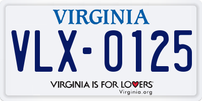 VA license plate VLX0125