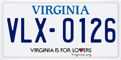 VA license plate VLX0126