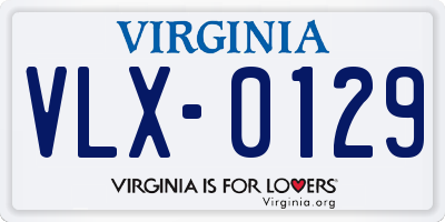 VA license plate VLX0129