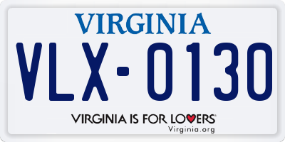 VA license plate VLX0130