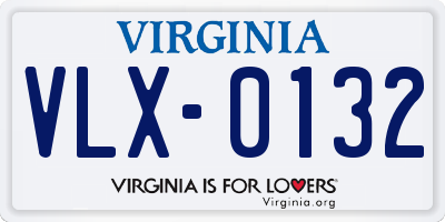 VA license plate VLX0132