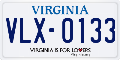 VA license plate VLX0133