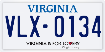 VA license plate VLX0134