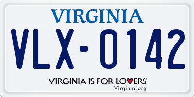 VA license plate VLX0142