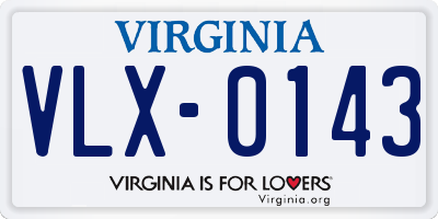 VA license plate VLX0143