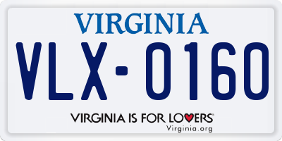 VA license plate VLX0160