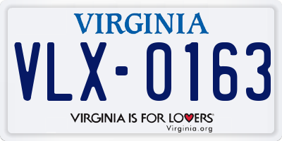 VA license plate VLX0163