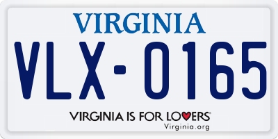 VA license plate VLX0165