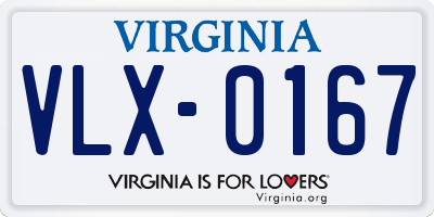 VA license plate VLX0167