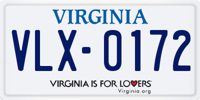 VA license plate VLX0172